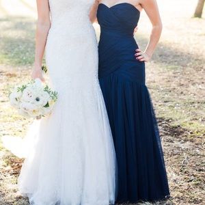 White by Vera Wang bridesmaid dress in navy